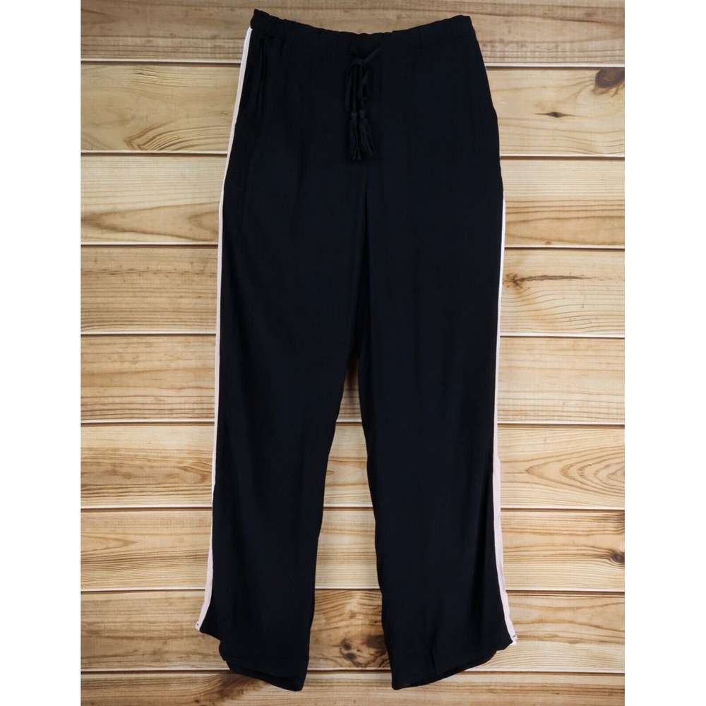 I Jeans by Buffalo Pants Womens XL Black Side Stripes Stretch Waist Leg Slit NWT